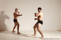 Underwear Fighting Man - Man White Moving poses Muscular Short Brown Dynamic poses Academic